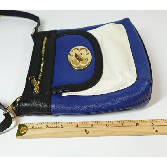 Emma Fox Leather Handbag Blue Color-Block Crossbody - Picture 15 of 16